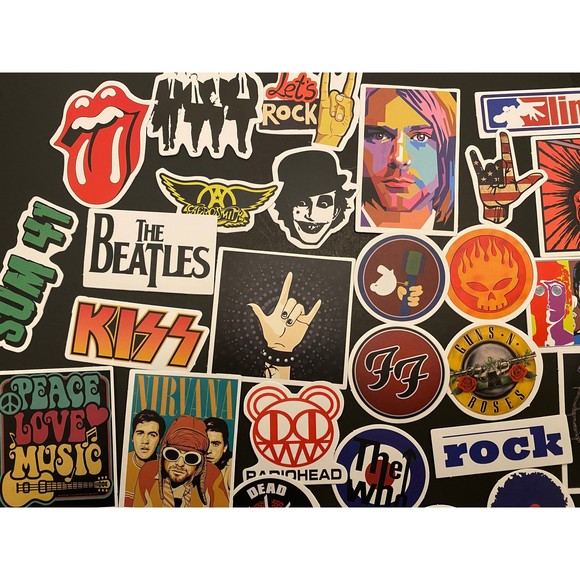50pcs Rock n Roll Bands Music Themed Waterproof Stickers Pack - Picture 6 of 8